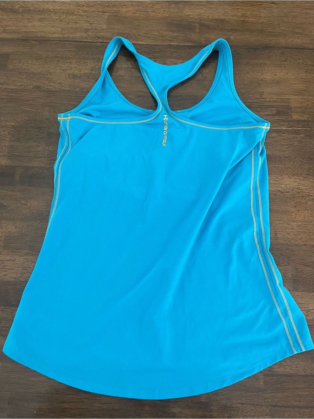 Under Armour Womens Racerback Tank Top Blue Fitted Stretch Built in Bra Medium - Picture 5 of 6